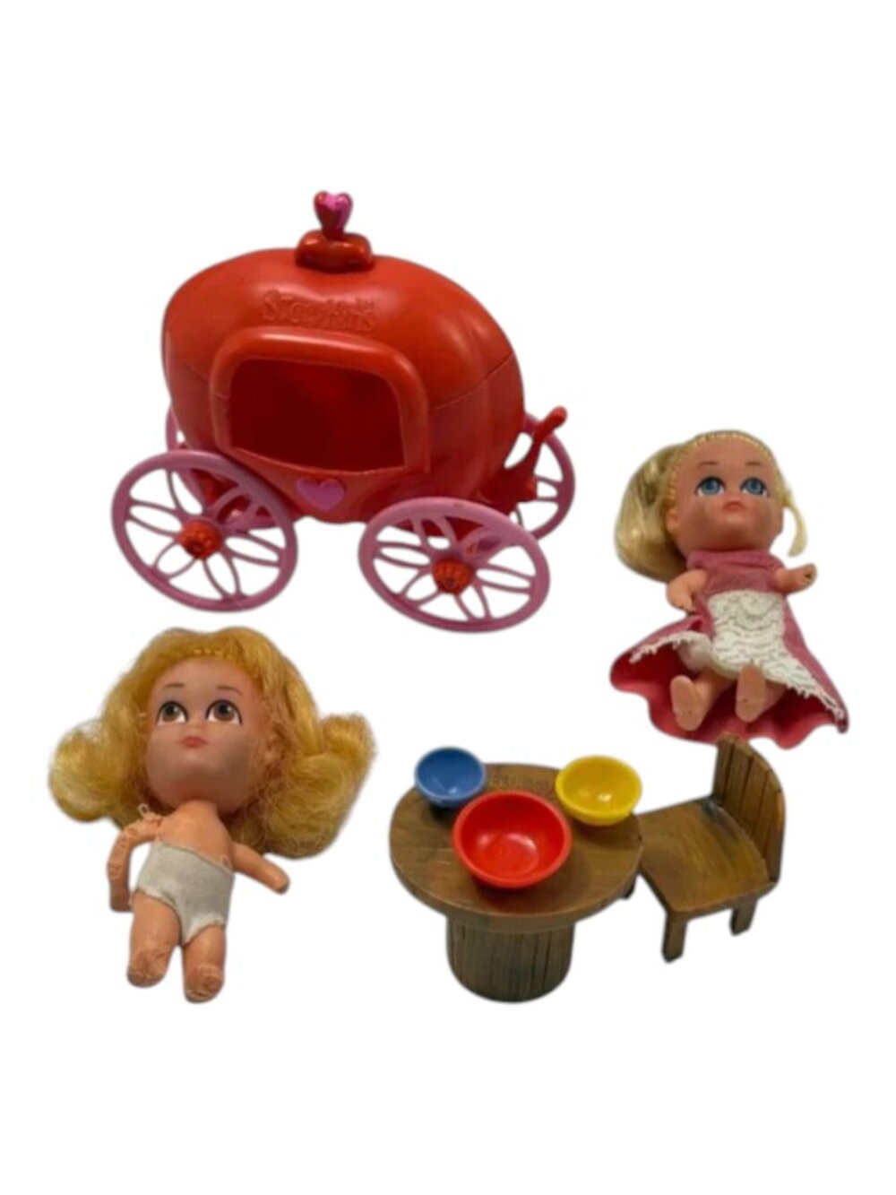 Hasbro Storykins Lot Cinderella and Pumpkin Carriage & 3 Bear Table Vintage Doll